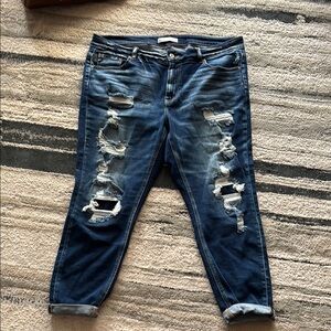 Kancan Distressed Blue Jeans with patches